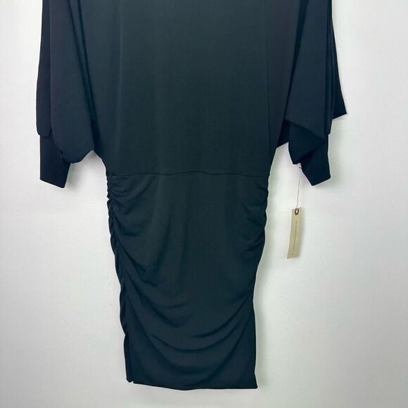 Graham & Spencer Anthropologie Black Stretch Jersey Knit Ruched Skirt Dolman Sle - Picture 6 of 13